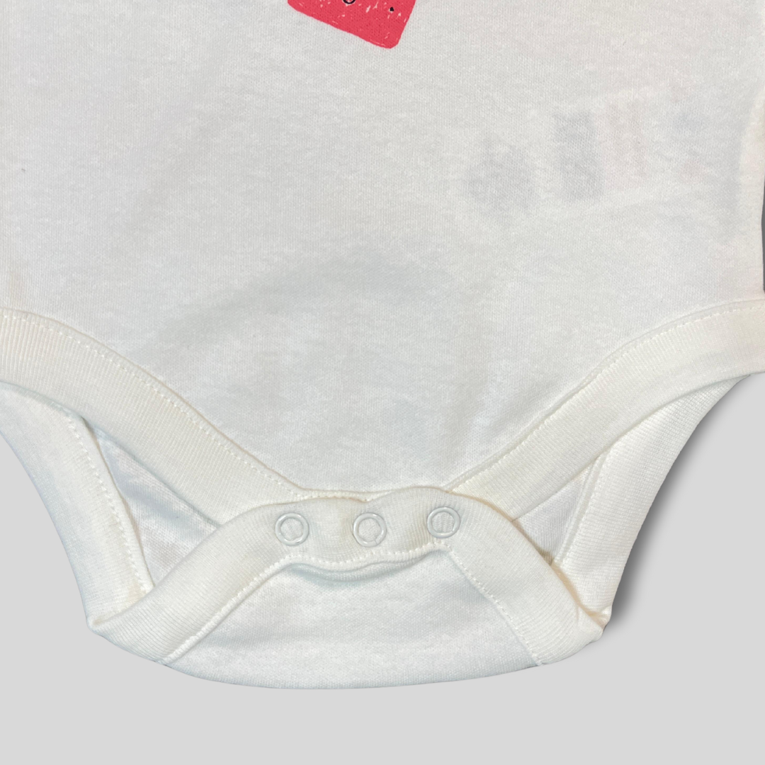 White Long-Sleeve Baby Bodysuit – “Dream Big, Let’s Learn” Print