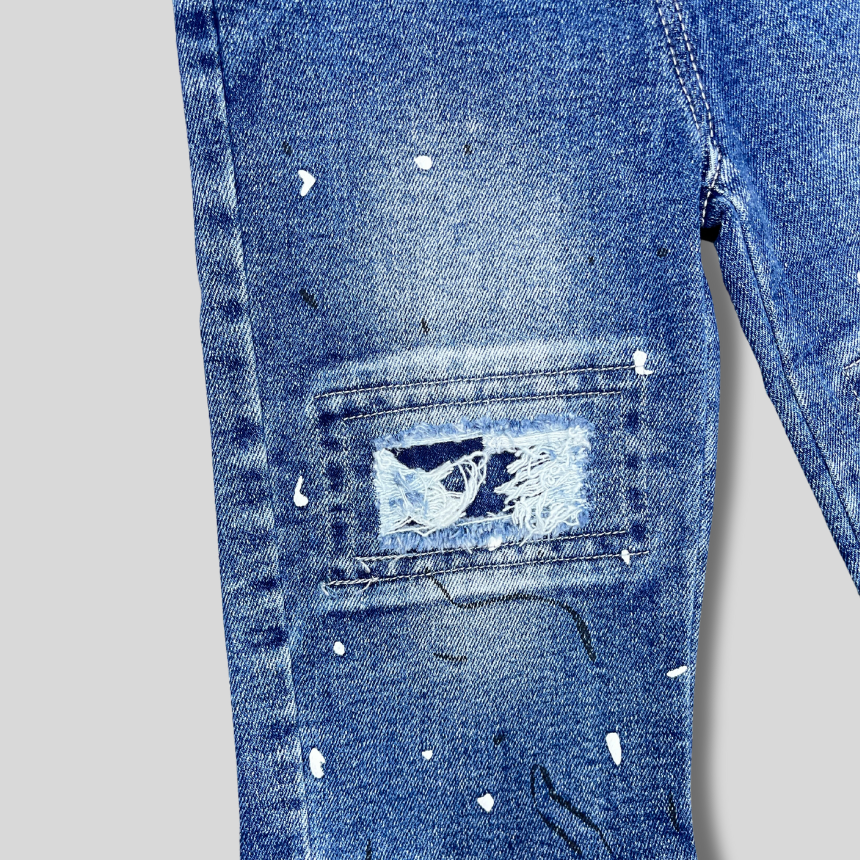 Boys' Distressed Blue Denim Jeans