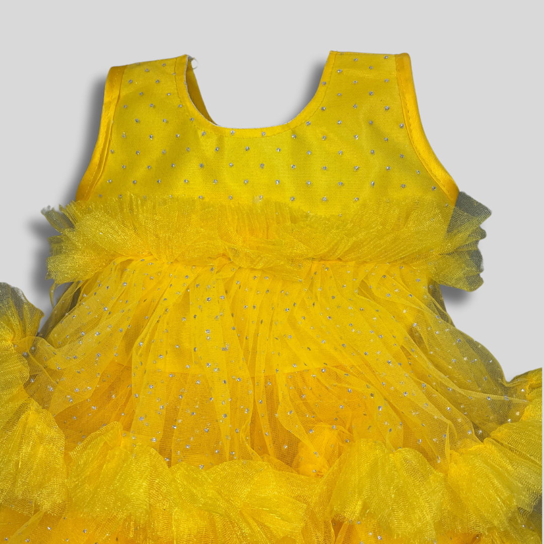 Stylish Printed Net Sleeveless Frock