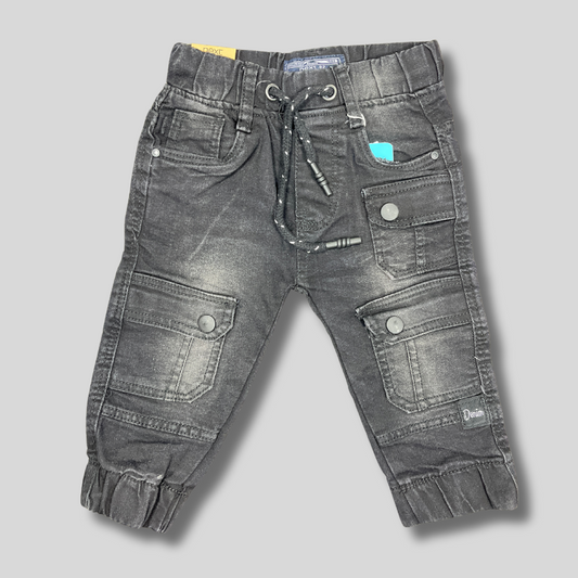 Boys'  Black Washed Cargo Jogger Pants