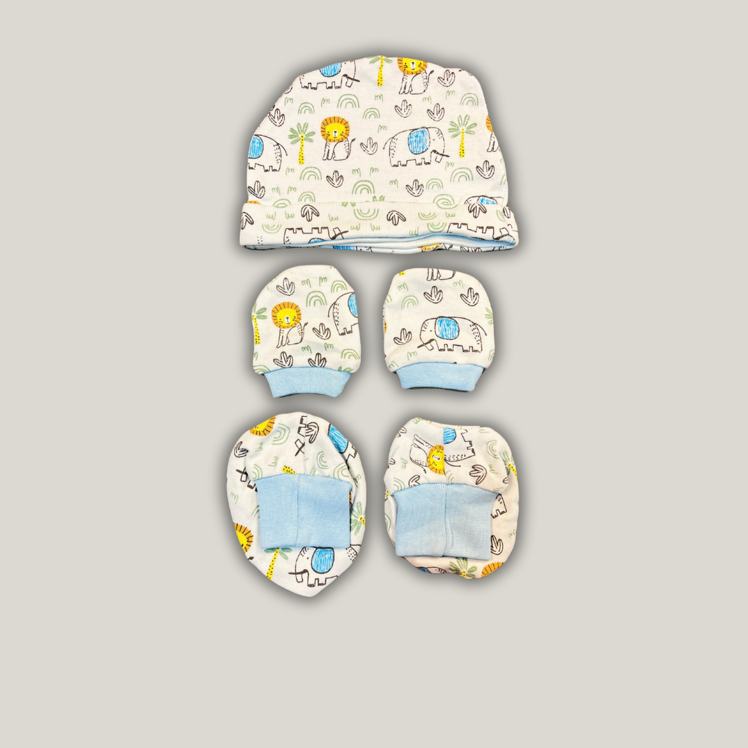 Baby Caps, Mittens and Booties Combo Set for 0-6 Months