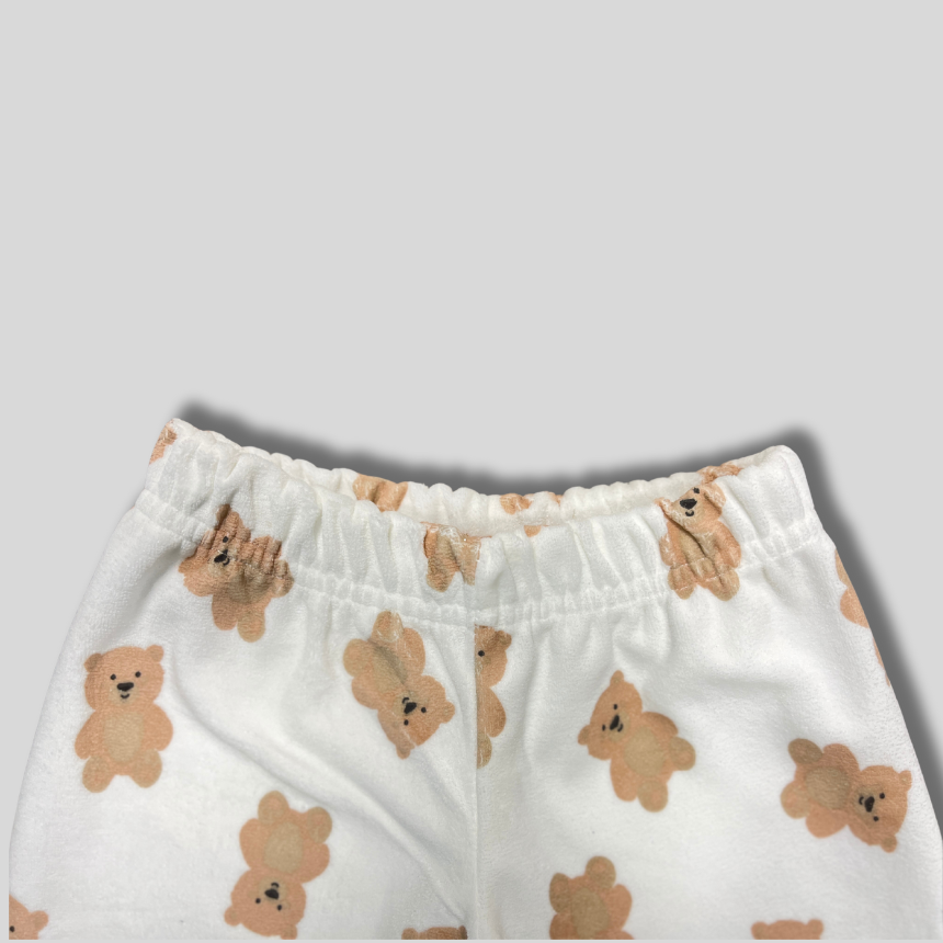 Teddy Bear Printed White Night Suit for Kids