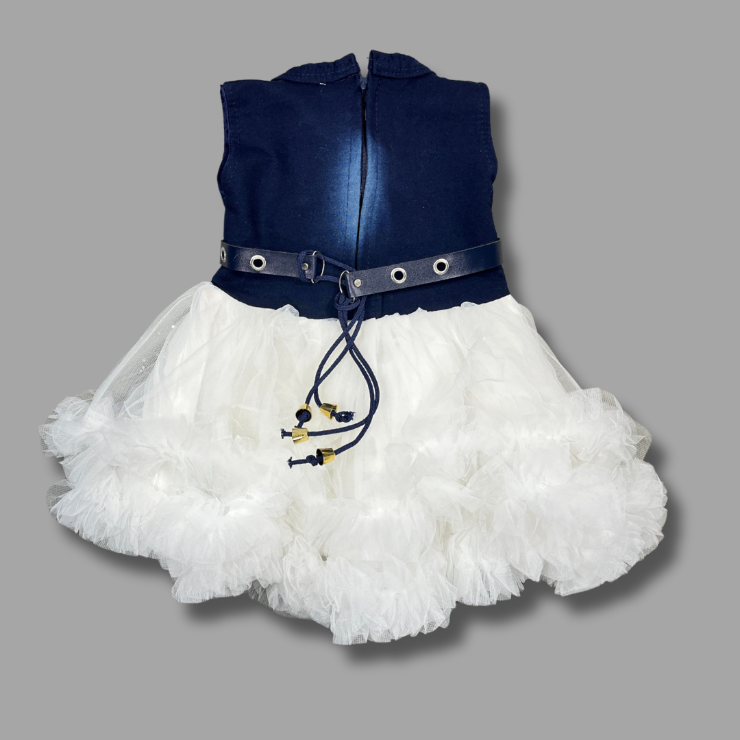 Navy Blue & White Party Dress