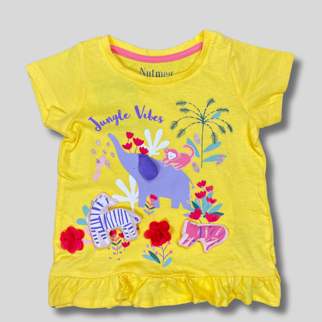 Girls' Jungle Vibes T-Shirt – Yellow | Fun & Playful