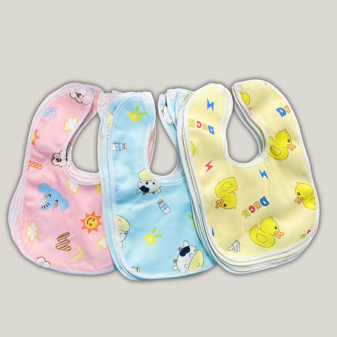 Cotton Printed Bibs for Baby 0-12 Moths (pack of 3)