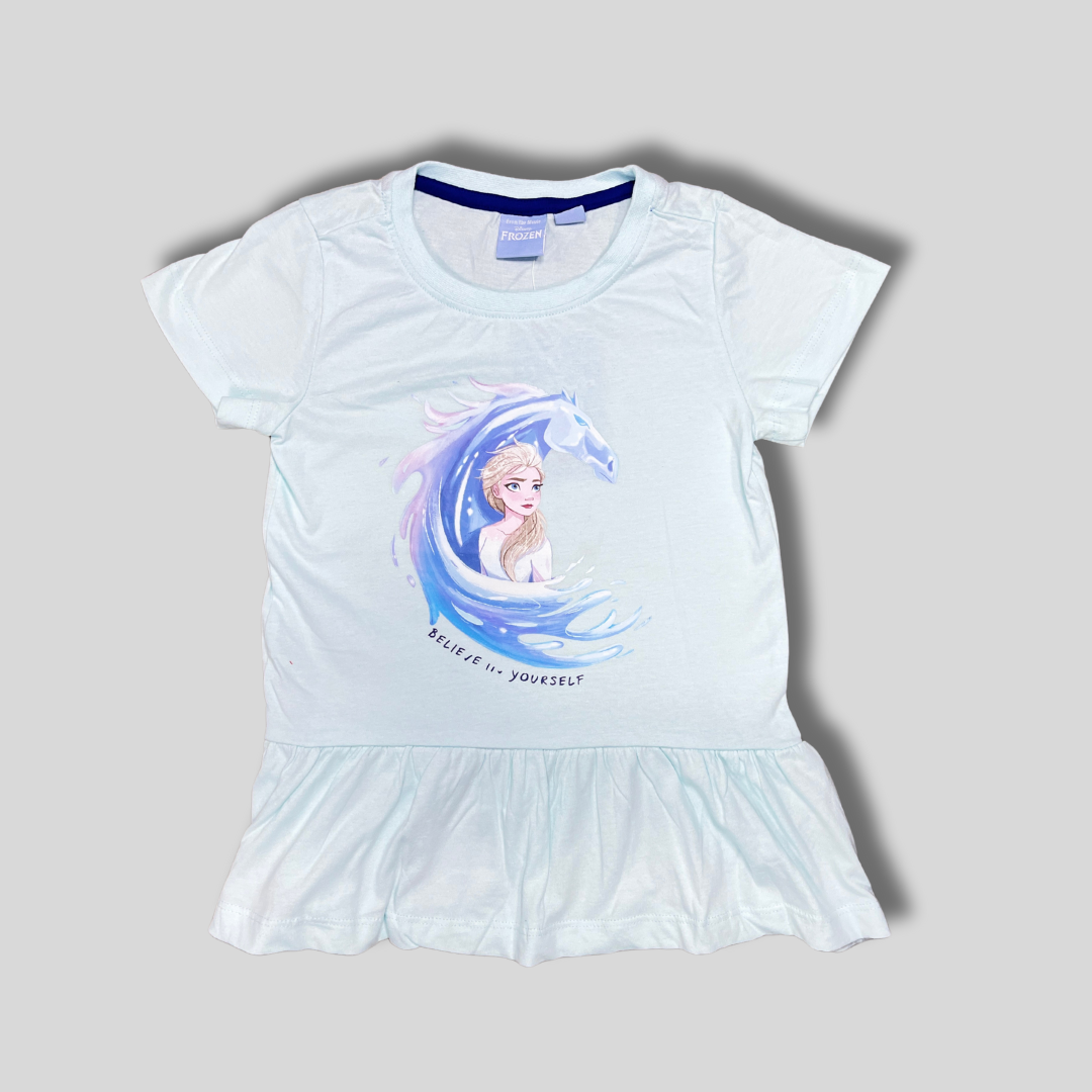 Girls' Ruffle Hem T-Shirt – "Believe in Yourself"