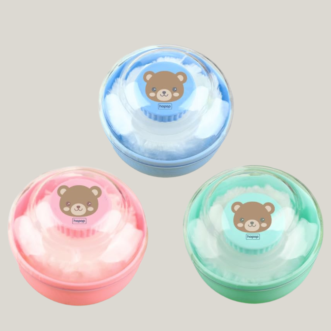 Portable Powder Puff with Box Holder Container for New Born and Kids