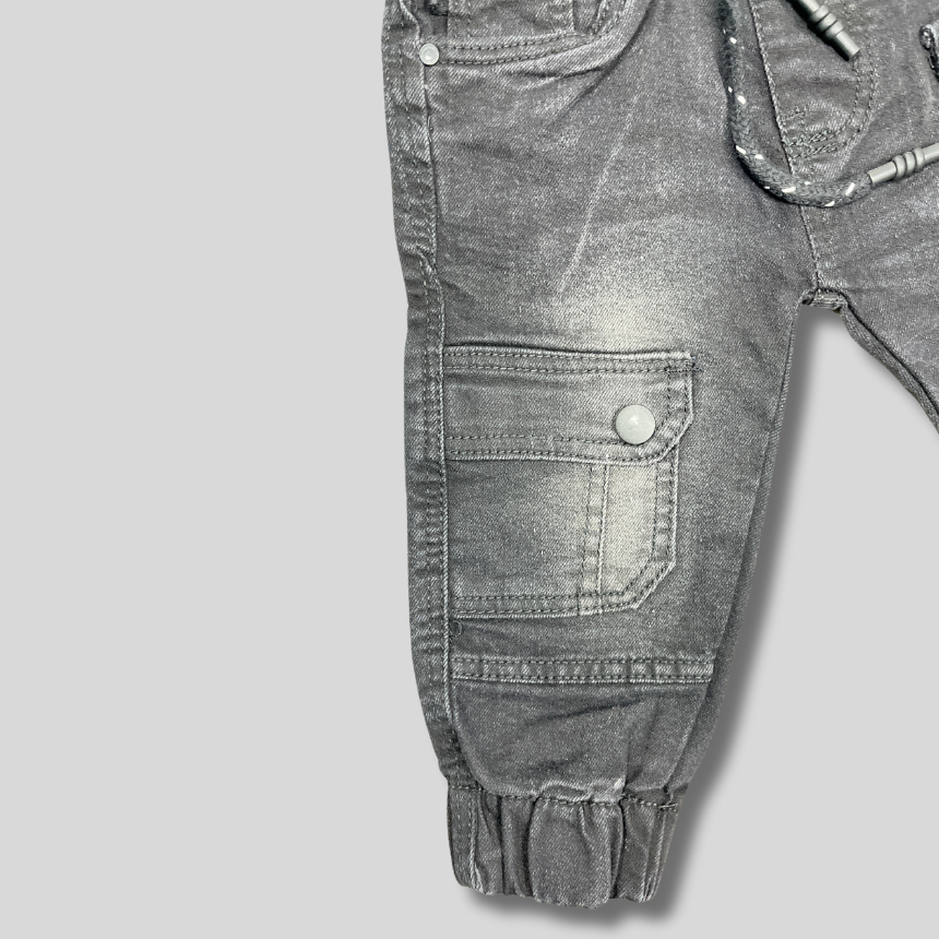 Boys' Black Washed Cargo Jogger Pants