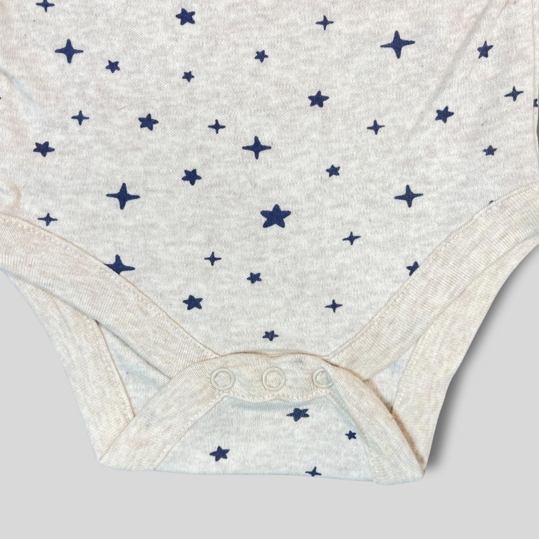 Heather Grey Long-Sleeve Baby Bodysuit – Starry Night Print