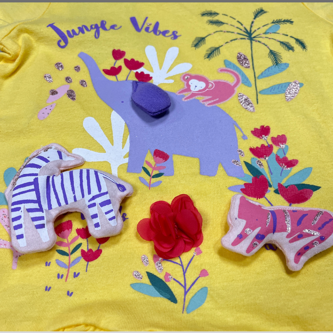 Girls' Jungle Vibes T-Shirt – Yellow | Fun & Playful