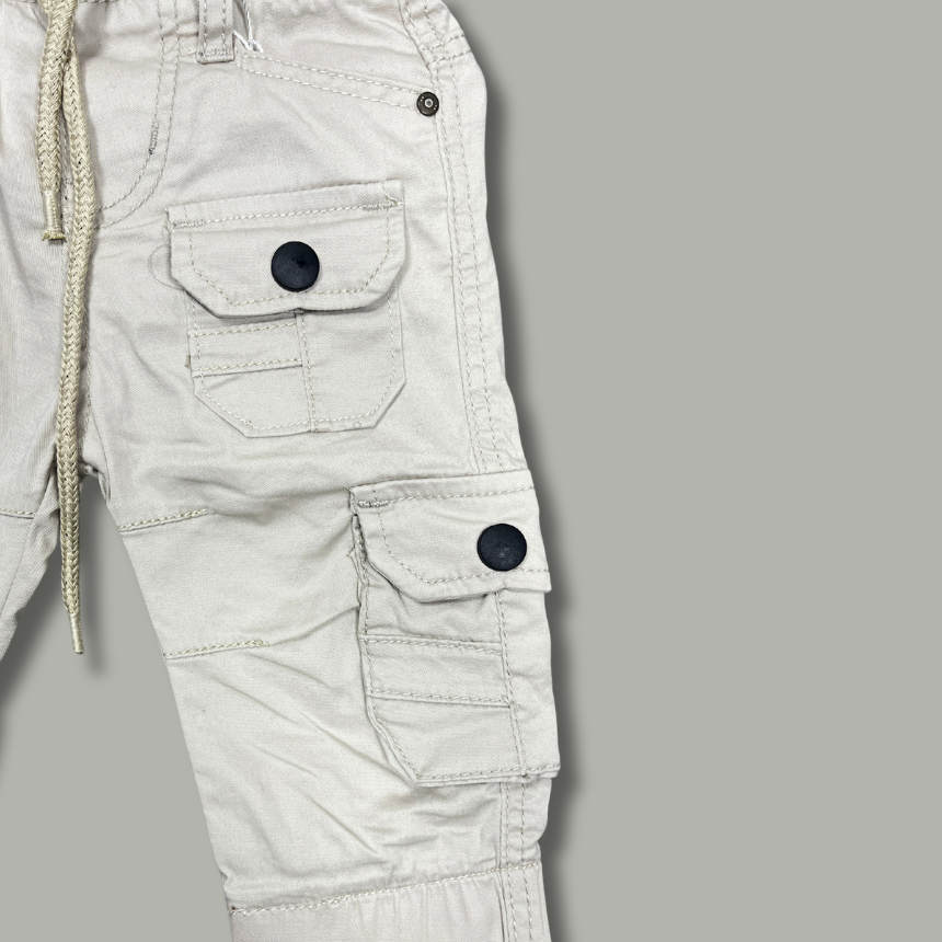 Boys' Beige Cargo Jogger Pants