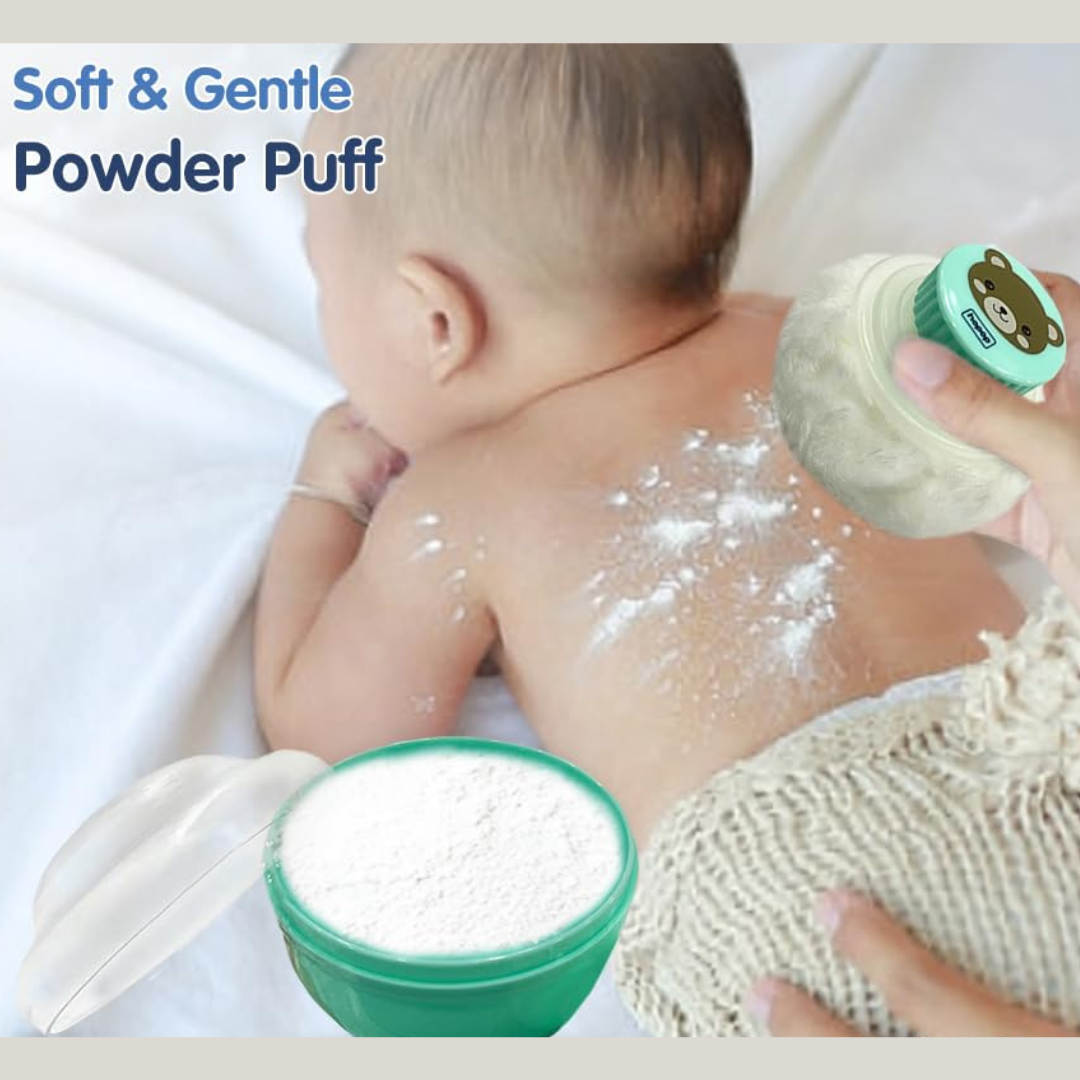 Portable Powder Puff with Box Holder Container for New Born and Kids