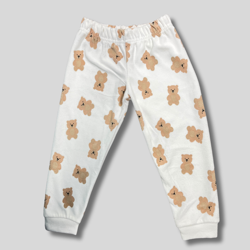 Teddy Bear Printed White Night Suit for Kids