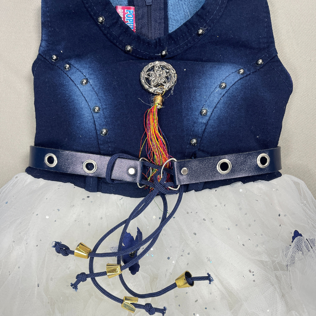 Navy Blue & White Party Dress