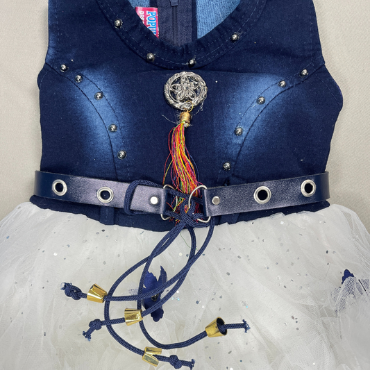 Navy Blue & White Party Dress