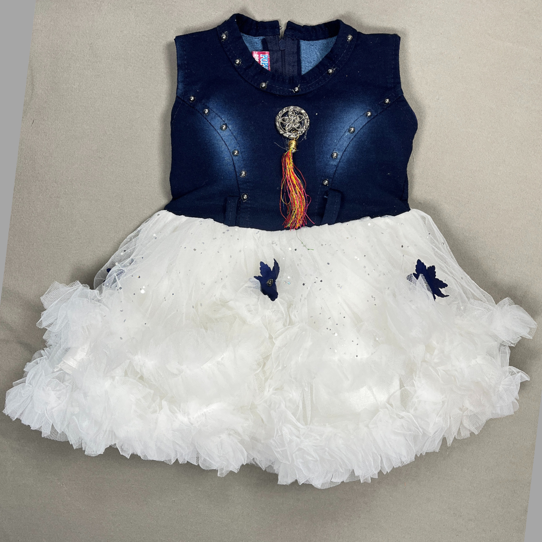 Navy Blue & White Party Dress