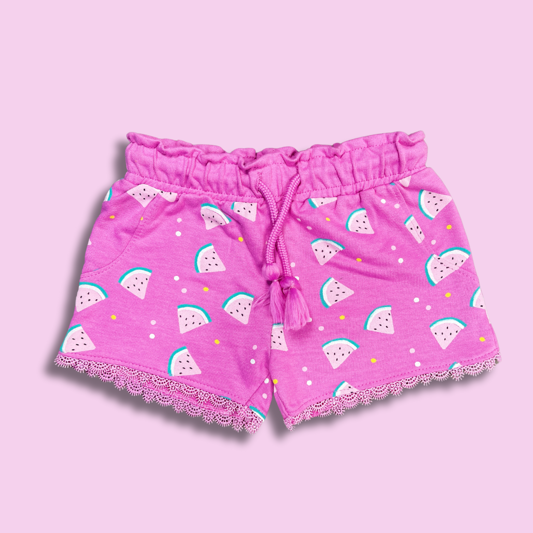 Pink Watermelon Print Girls’ Shorts