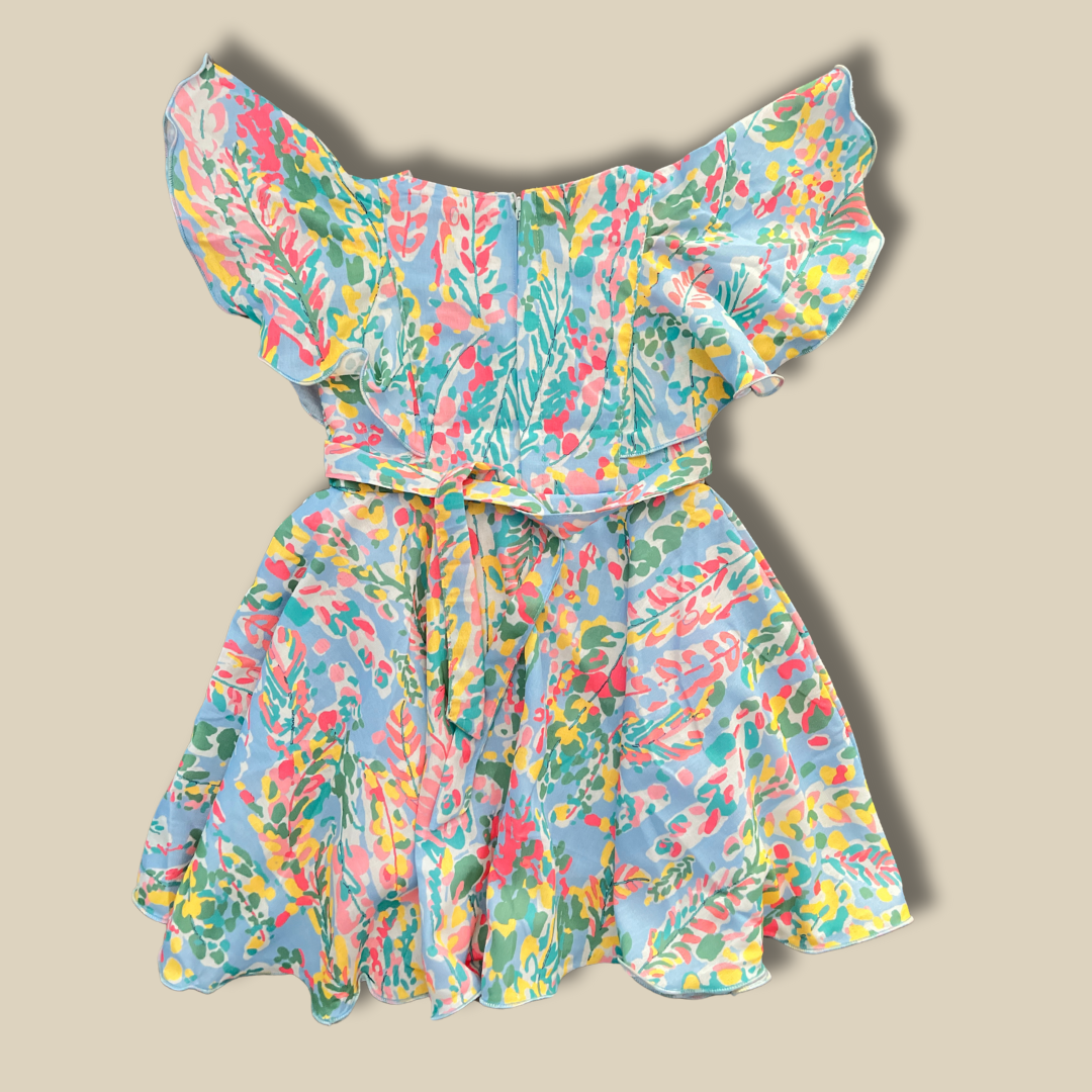 Vibrant Flutter Sleeve Floral Dress