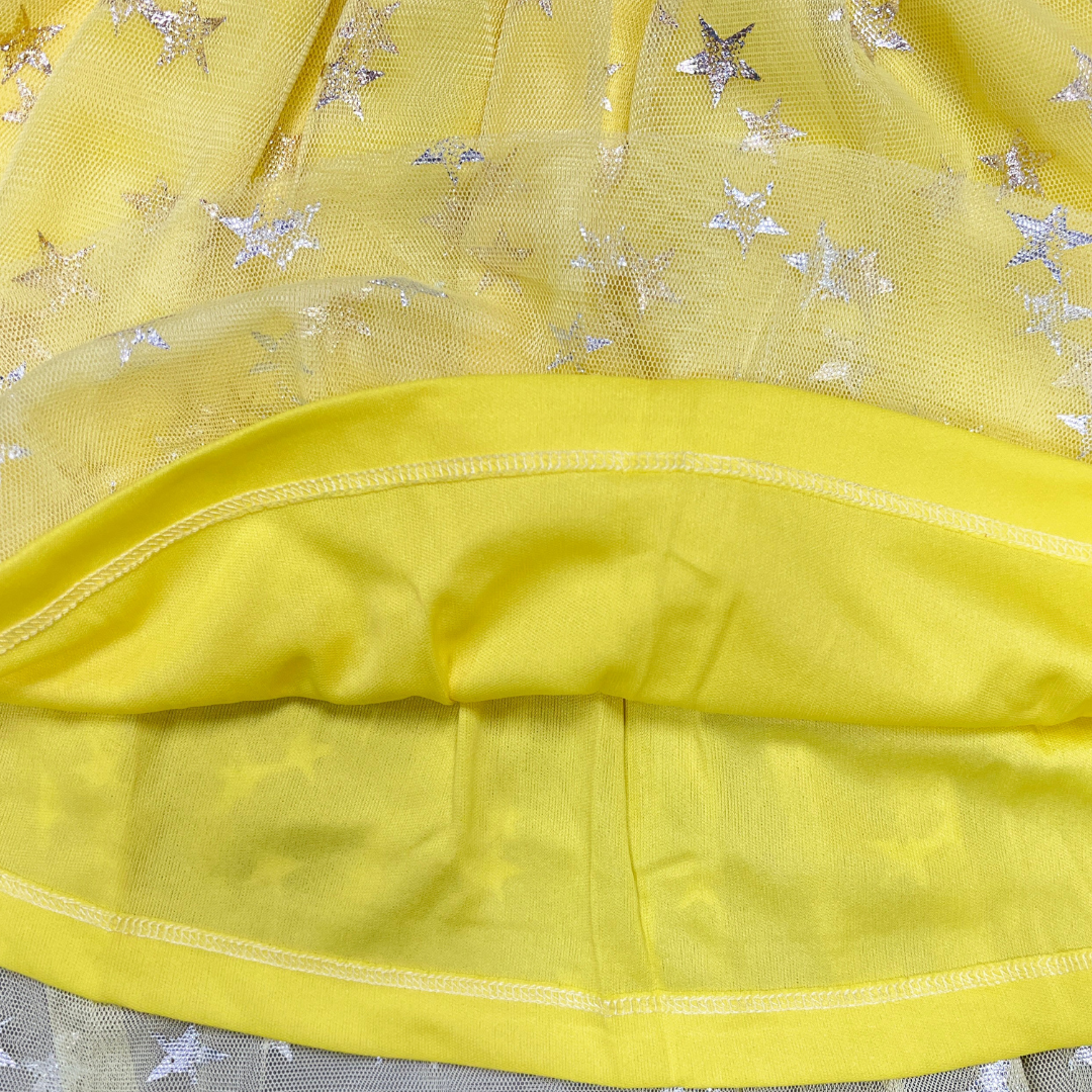 Girls' Floral & Starry Mesh Party Dress