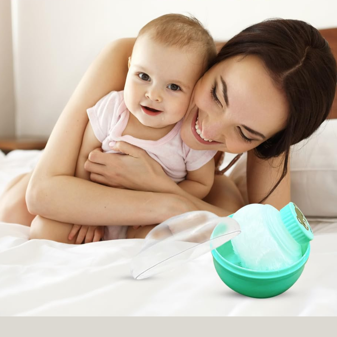 Portable Powder Puff with Box Holder Container for New Born and Kids