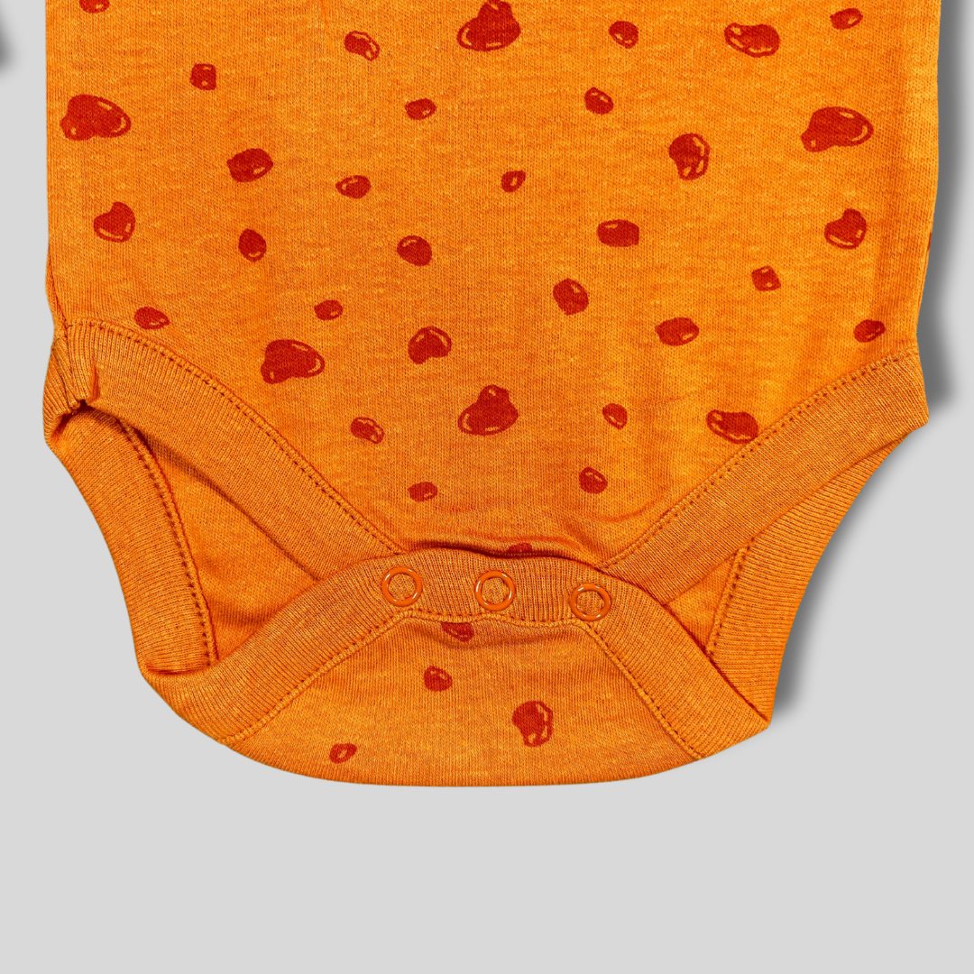Vibrant Orange Baby Bodysuit with Fun Prints