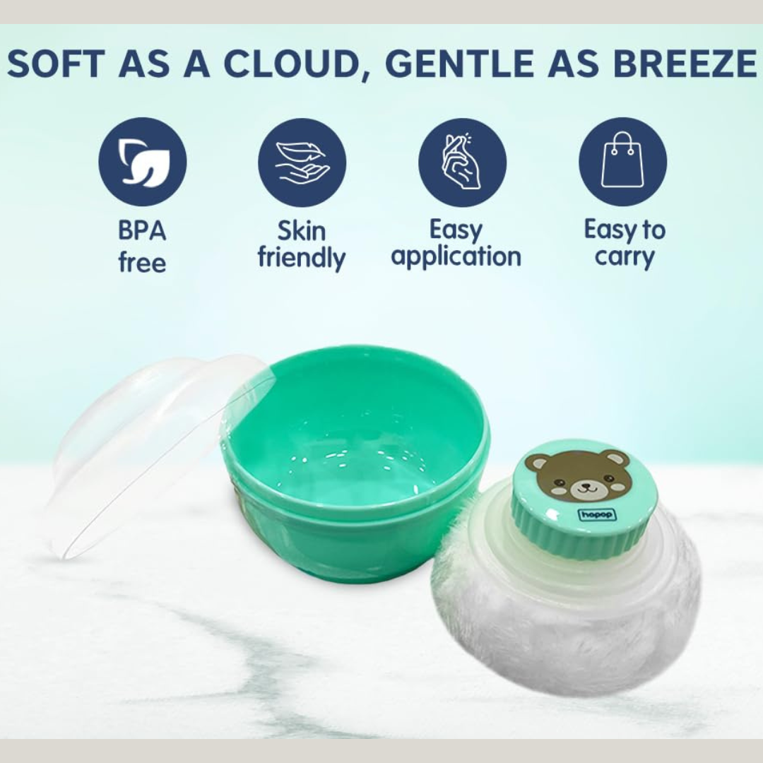 Portable Powder Puff with Box Holder Container for New Born and Kids