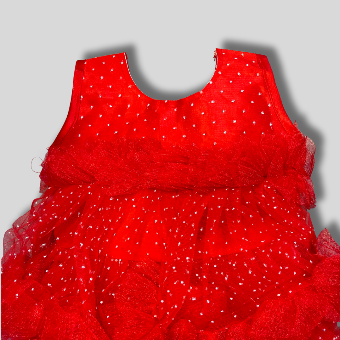Stylish Printed Net Sleeveless Frock