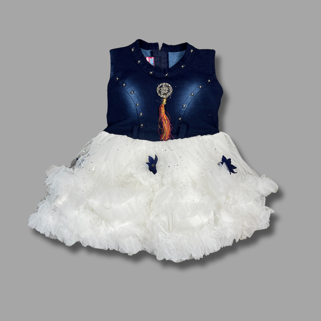 Navy Blue & White Party Dress