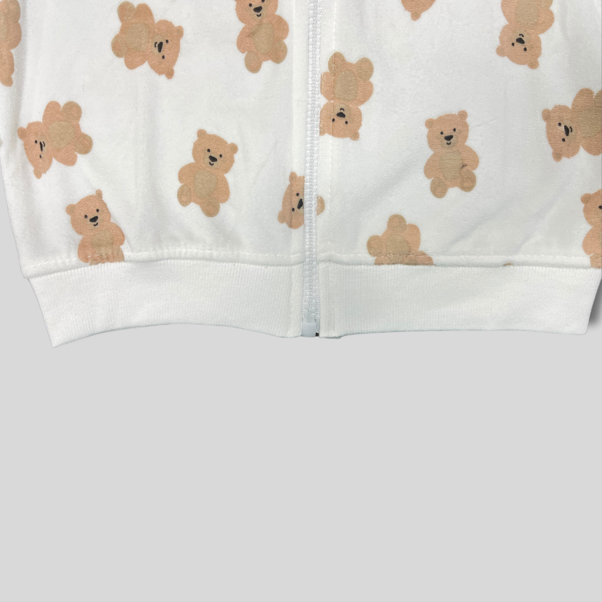 Teddy Bear Printed White Night Suit for Kids