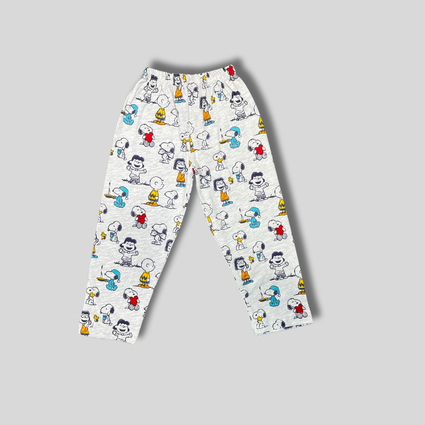 Snoopy Love Yellow T-Shirt & Cartoon Pajama Pants Set – Kids’ Nightwear