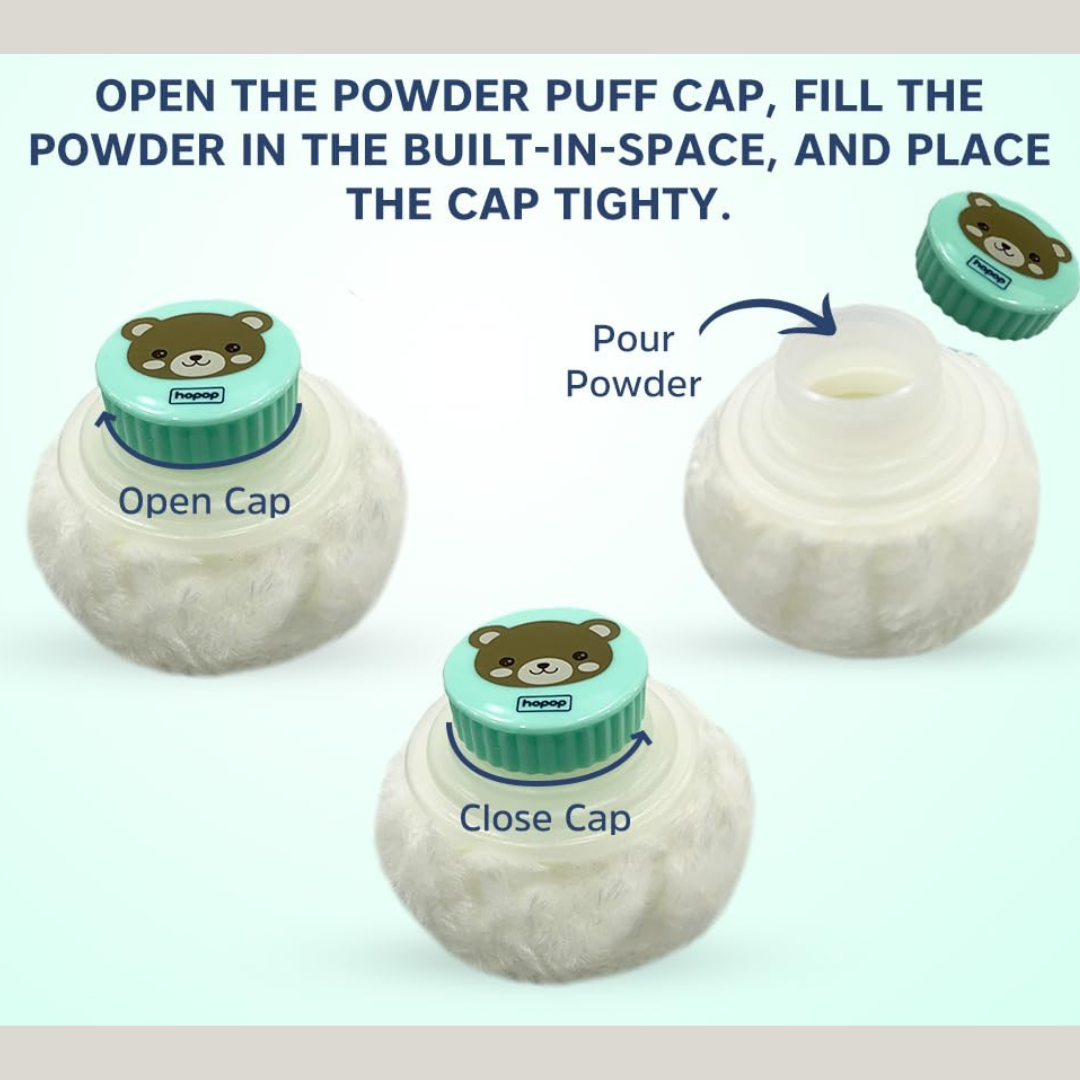 Portable Powder Puff with Box Holder Container for New Born and Kids