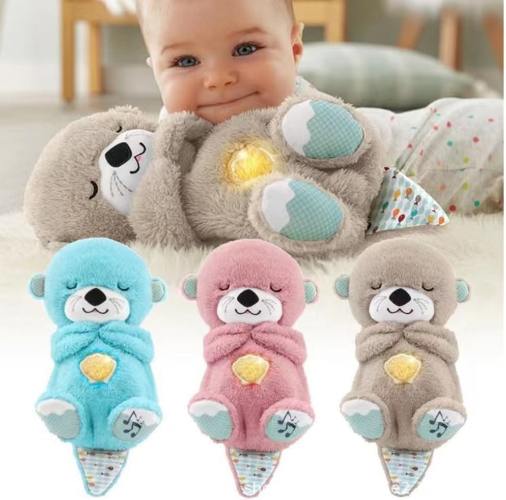 Breathing Teddy Bear Otter Glowing Music for Baby Sensory Sleep Lights Rhythmic Soft Toy