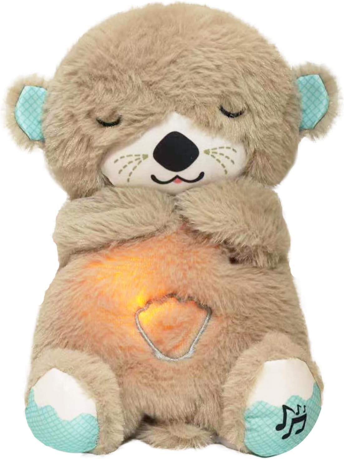 Breathing Teddy Bear Otter Glowing Music for Baby Sensory Sleep Lights Rhythmic Soft Toy