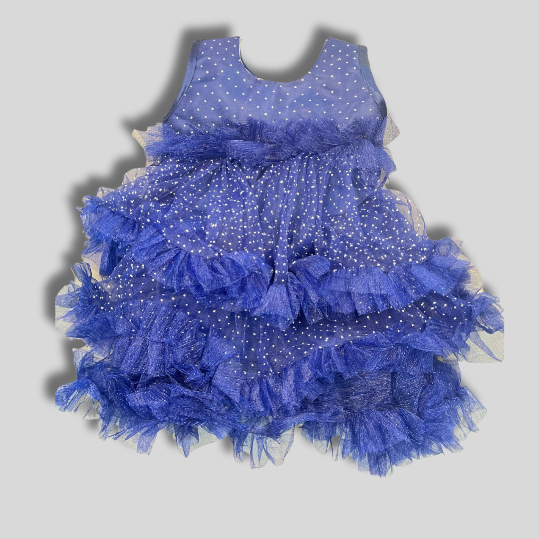 Stylish Printed Net Sleeveless Frock