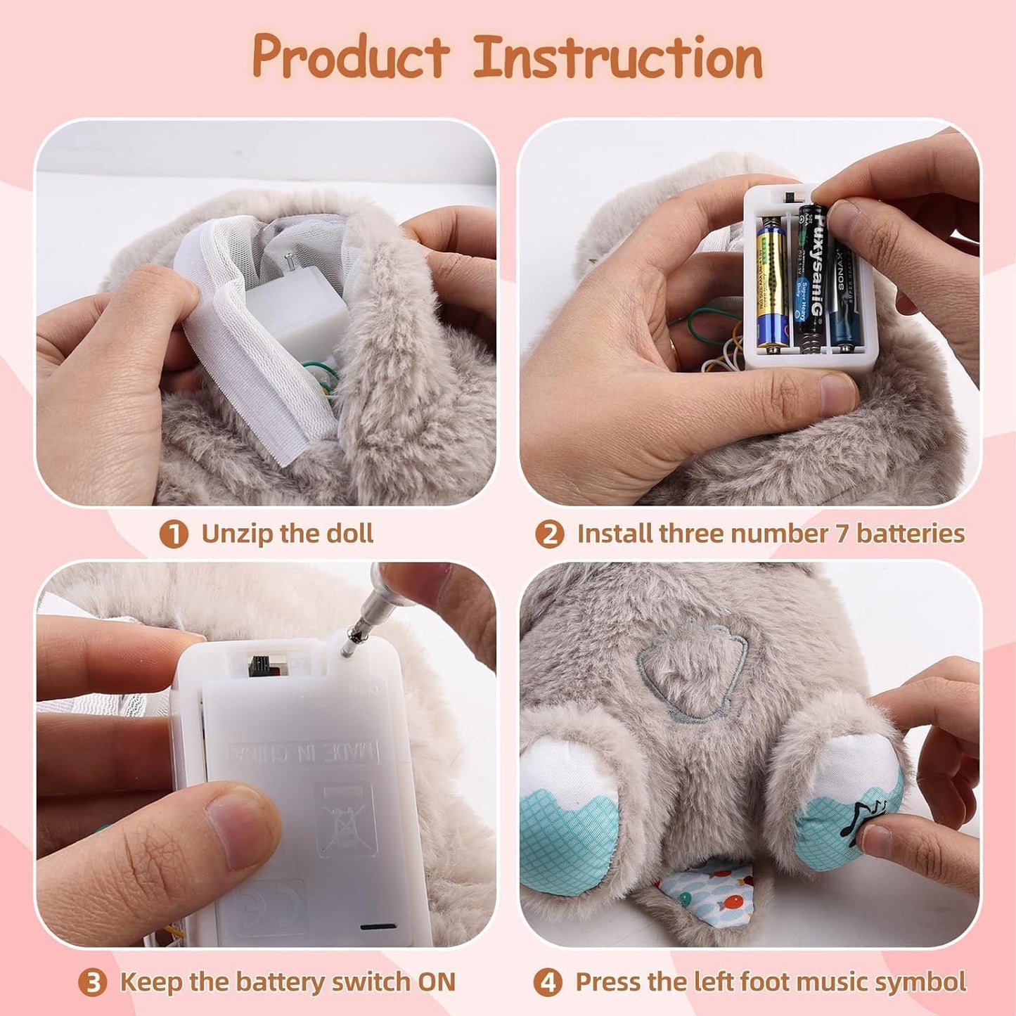 Breathing Teddy Bear Otter Glowing Music for Baby Sensory Sleep Lights Rhythmic Soft Toy