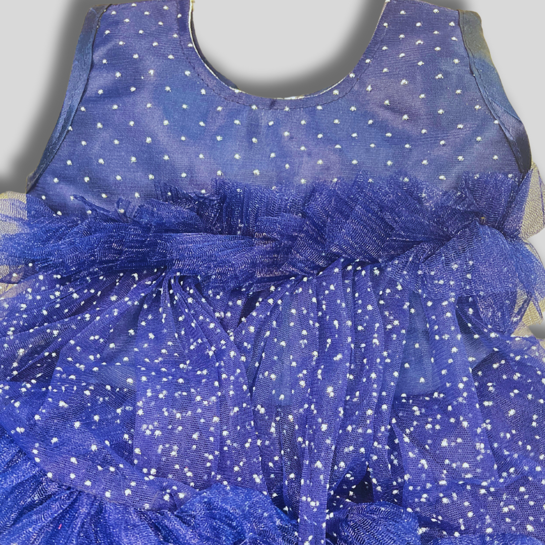 Stylish Printed Net Sleeveless Frock