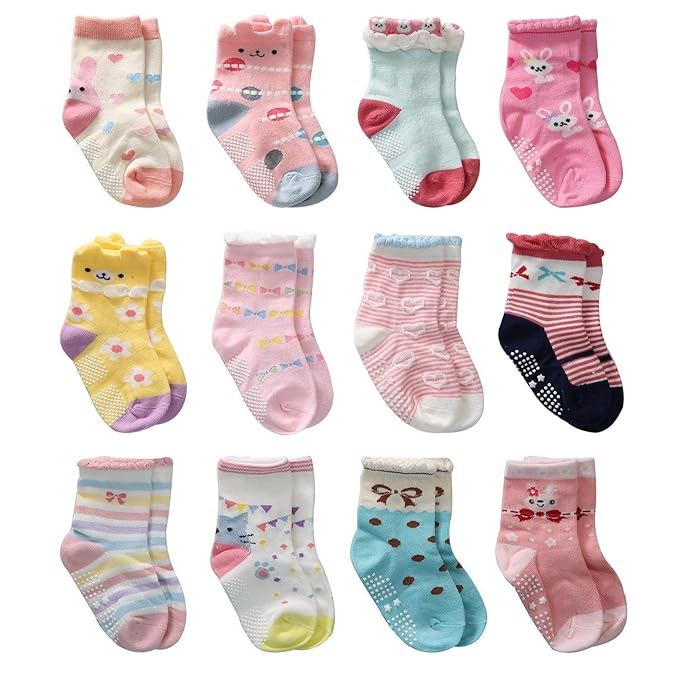 Cotton Anti-Skid Socks (Mix Designs) 2 Pairs 6M-24Months