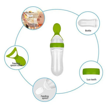Infant Baby Squeezy Silicone Food Feeder- 90 ml - Multicolor