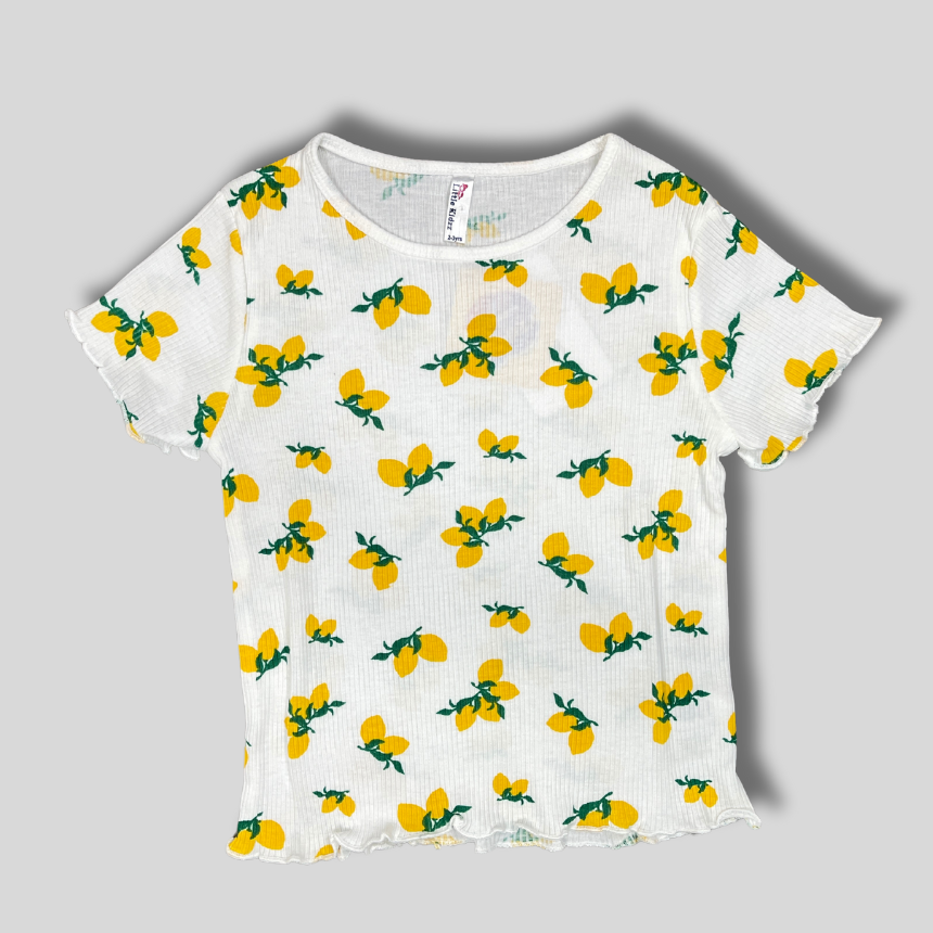 Zesty Lemon Print Kids' Pajama Set – 2-Piece Sleepwear