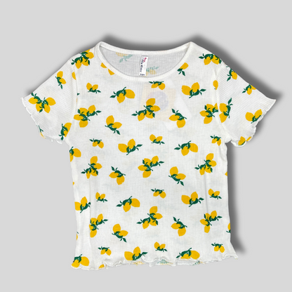 Zesty Lemon Print Kids' Pajama Set – 2-Piece Sleepwear