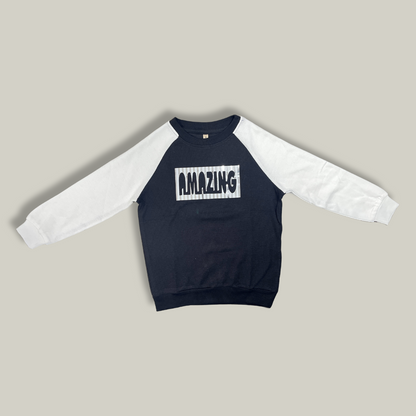 Kids' "Amazing" Raglan Sweatshirt – Black & White