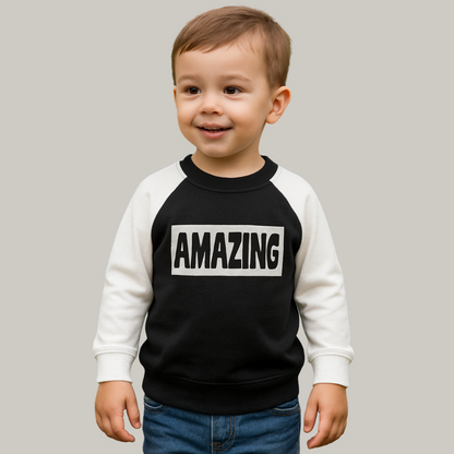 Kids' "Amazing" Raglan Sweatshirt – Black & White