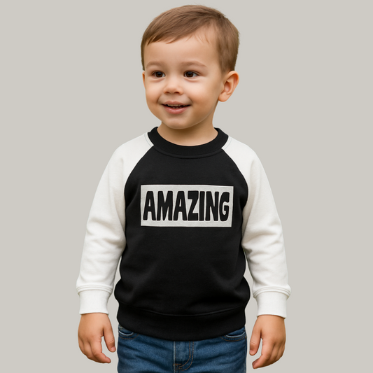 Kids' "Amazing" Raglan Sweatshirt – Black & White