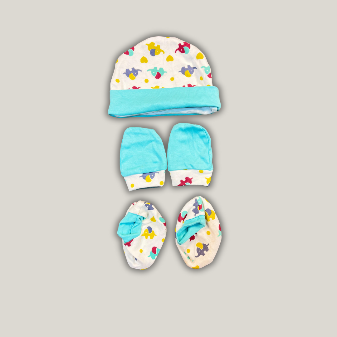 Baby Caps, Mittens and Booties Combo Set for 0-6 Months