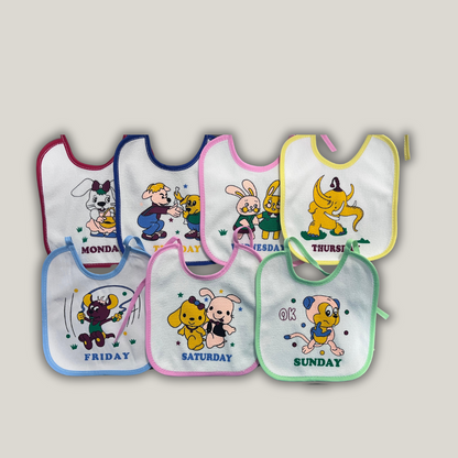 Waterproof Multi Color 7 Days Baby Bibs (Pack Of 7)