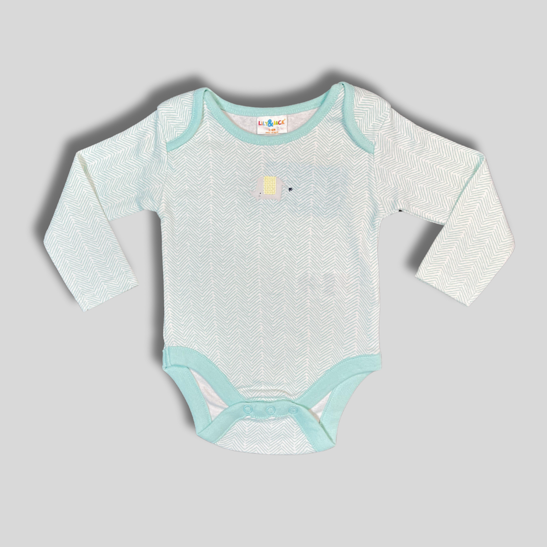 Mint Green Baby Bodysuit with Subtle Print | Cozy Comfort
