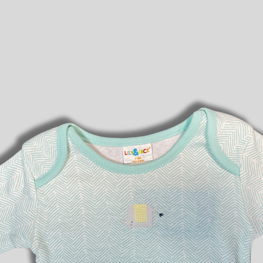 Mint Green Baby Bodysuit with Subtle Print | Cozy Comfort