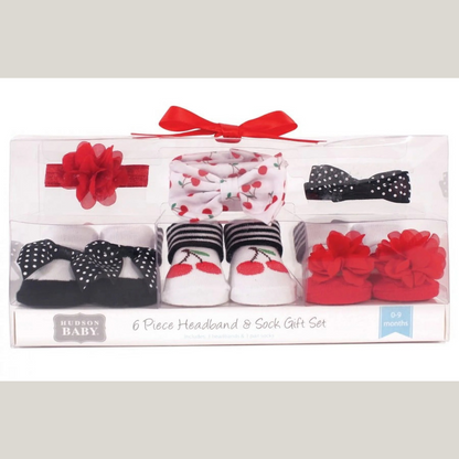 Baby Girls' Headband and Socks Set, 6 Piece 0-9 Months