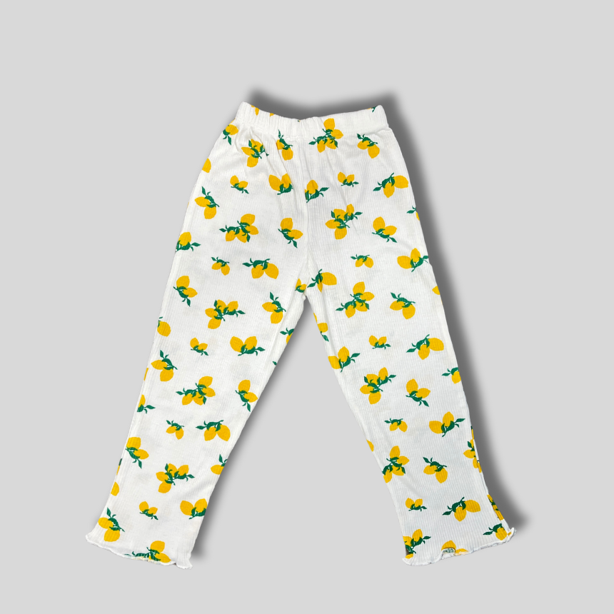 Zesty Lemon Print Kids' Pajama Set – 2-Piece Sleepwear