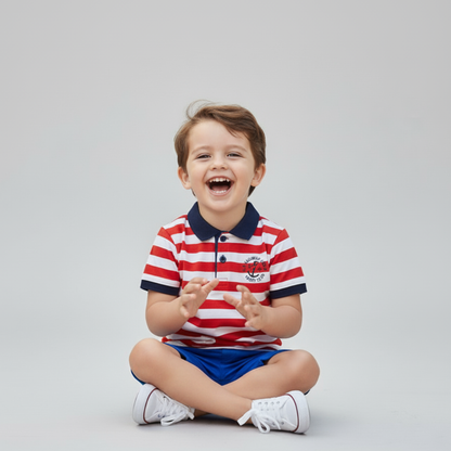 Boys’ Striped Polo T-Shirt & Shorts Set